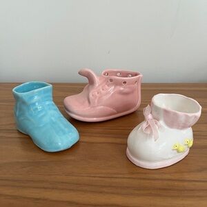 VINTAGE Lot of 3 Ceramic Baby Booties Baby Shower Decor Nursery McMaster Canada